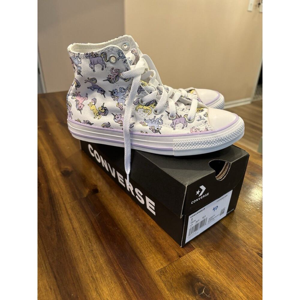 Converse CTAS Hi Sneakers Unicorn Kid Size 2 Y White Moonstruck Violet NIB